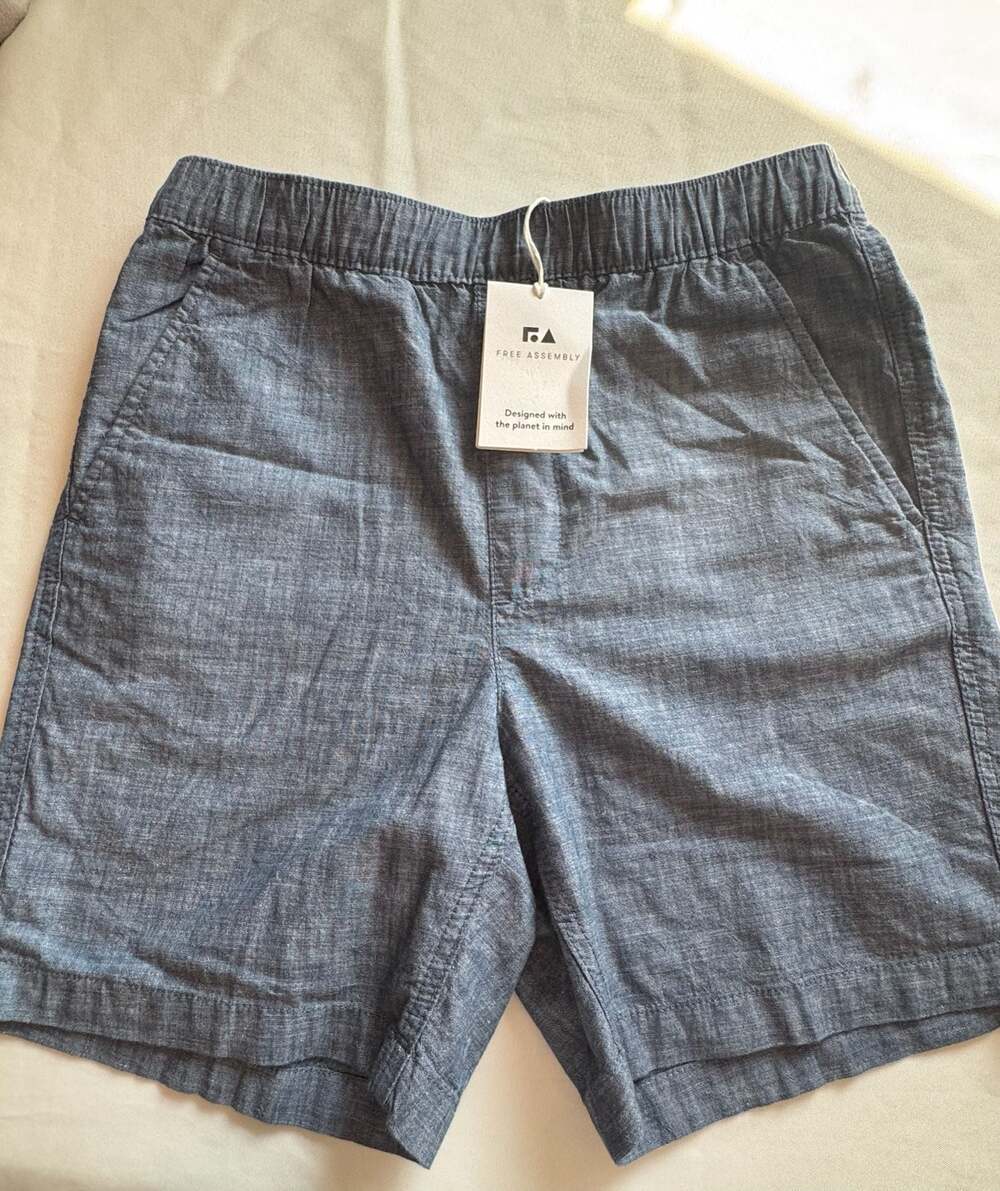 Free Assembly Chambray Drawstring Shorts NWT Coastal Linen Look Men’s Small